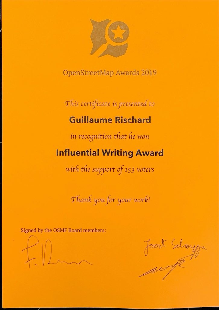 OpenStreetMap Influential Writing Award 2019